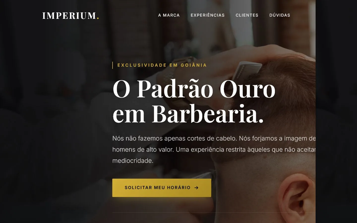 Demonstração conceitual de site para barbearia