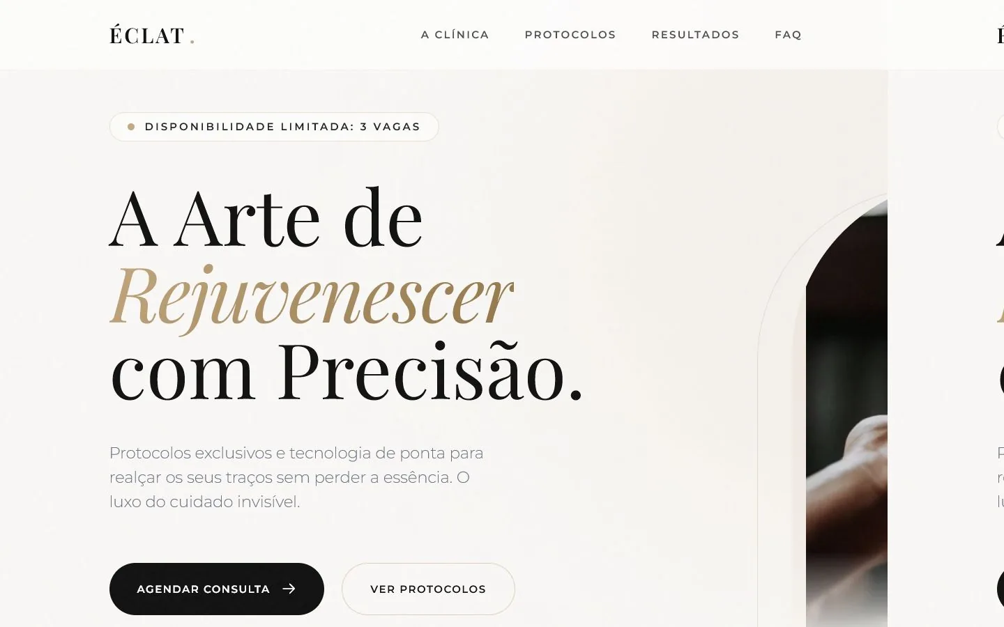 Demonstração conceitual de site para estética
