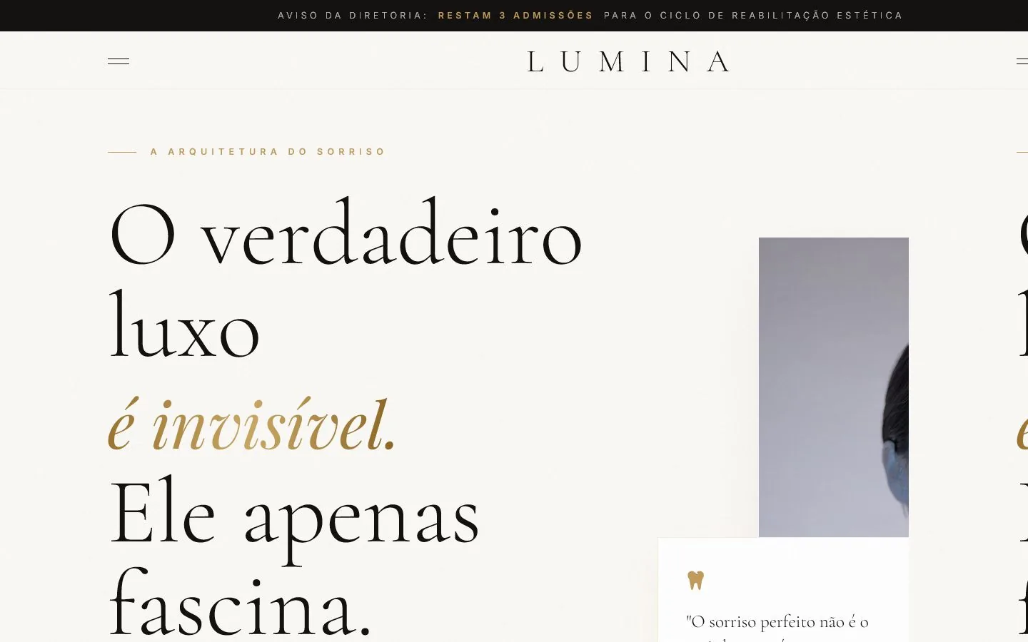 Demonstração conceitual de site para odontologia